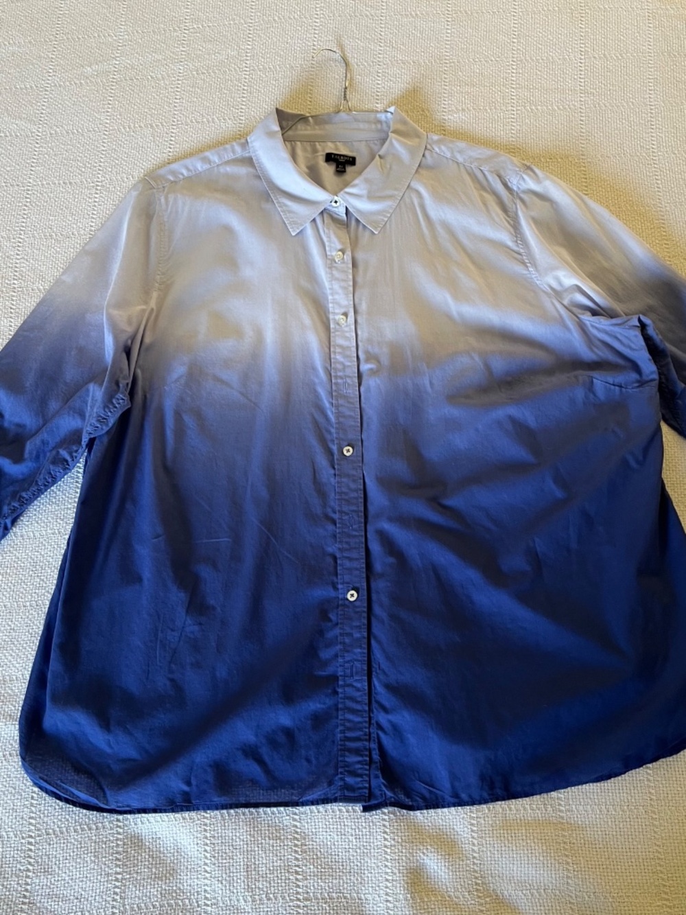 Talbots Woman 3X Blue Ombre Button Front Shirt 100% Cotton - Picture 3 of 7